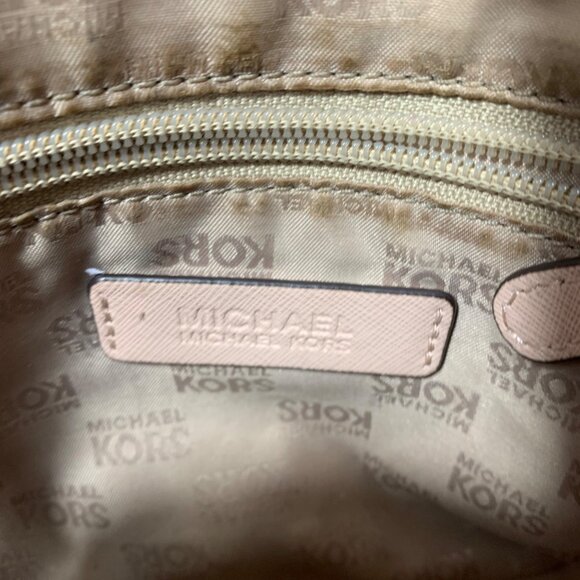 MICHAEL KORS Pale Ballet Pink Leather Domed Satchel Handbag Crossbody - Picture 10 of 15
